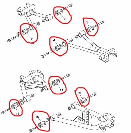 BUSHING A-ARM SUSPENSION PK8 YAMAHA RHINO 450 700 GRIZZLY 660 BIG BEAR 400 KODIAK 4WV-23526-00-00