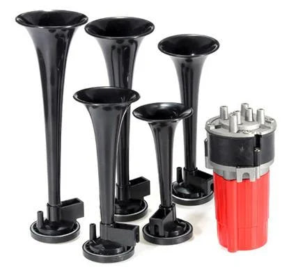 5 Trumpet Music Air Horn 12V 125dB, Universal Car Truck Bike Air Compressor
