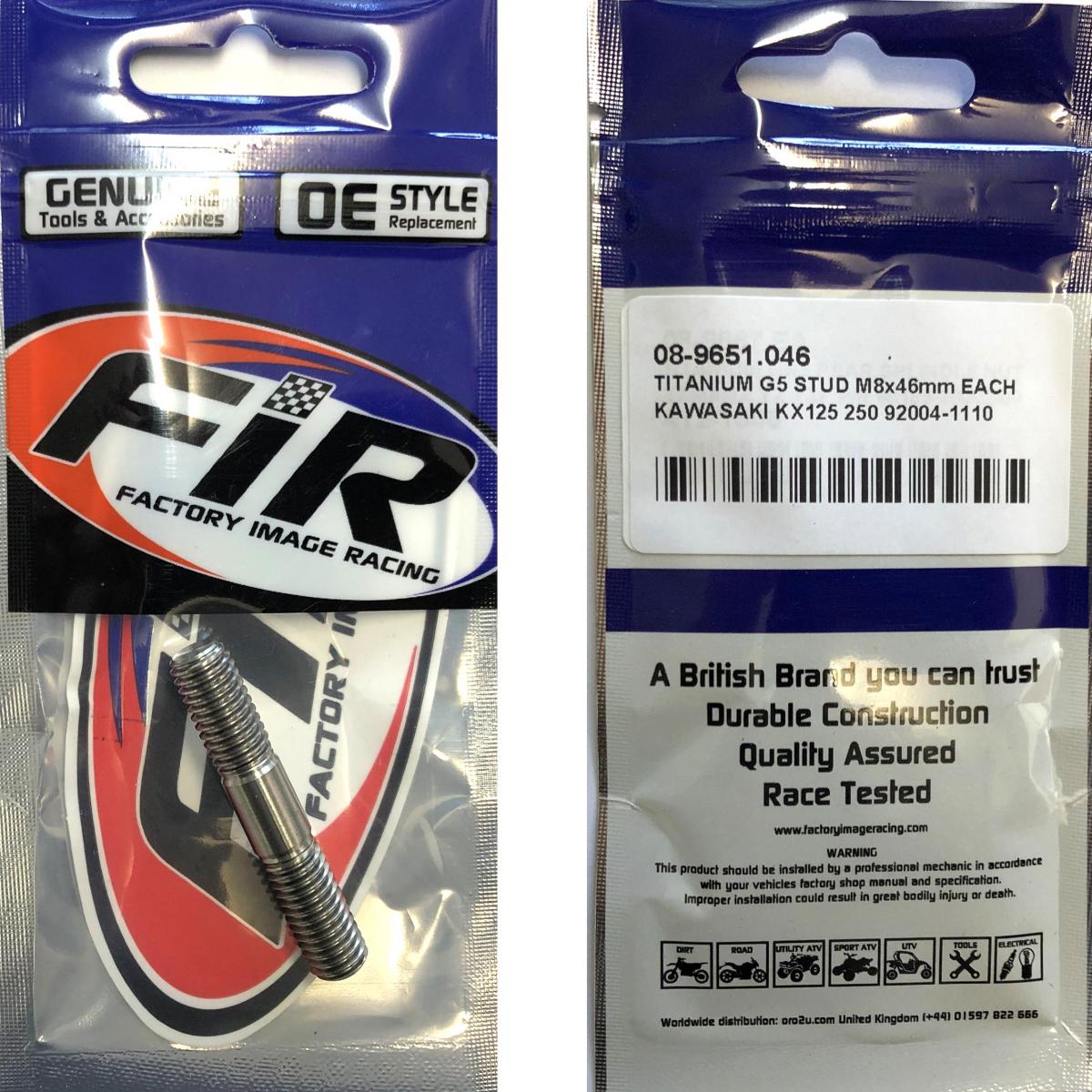 TITANIUM G5 STUD M8x46mm EACH, KAWASAKI KX125 250 92004-1110