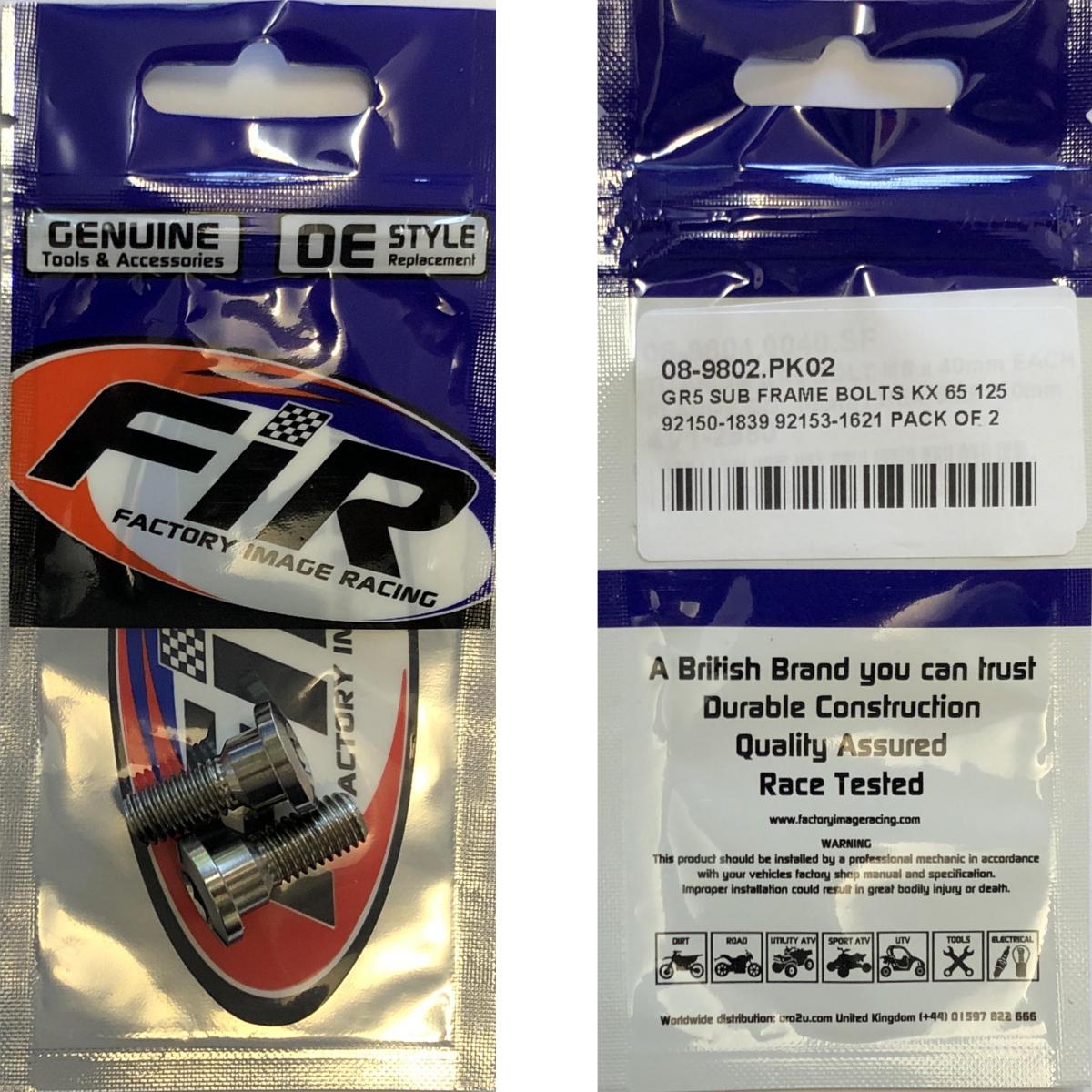 GR5 SUB FRAME BOLTS KX 65 125, 92150-1839 92153-1621 PACK OF 2