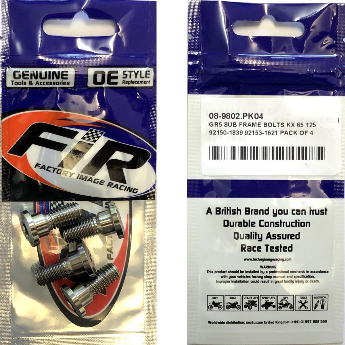GR5 SUB FRAME BOLTS KX 65 125, 92150-1839 92153-1621 PACK OF 4