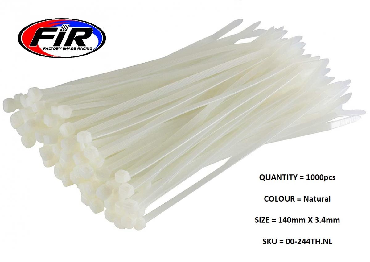 NYLON CABLE ZIP TIES - NATURAL, 140mm x 3.4mm - PACK OF 1000