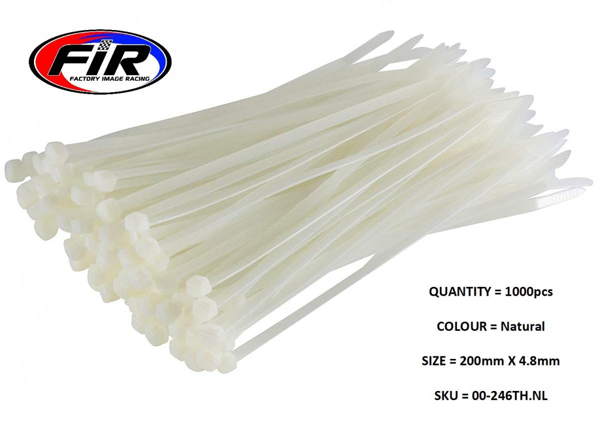 NYLON CABLE ZIP TIES - NATURAL, 200mm x 4.8mm - PACK OF 1000