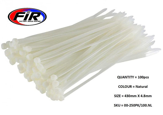 NYLON CABLE ZIP TIES - NATURAL, 430mm x 4.8mm - PACK OF 100