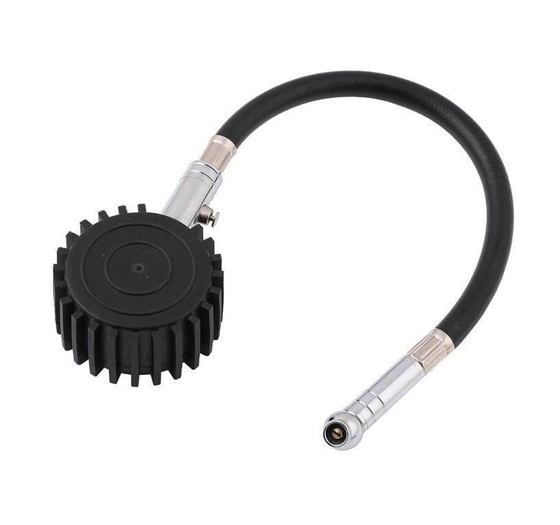 TYRE PRESSURE GAUGE WITH HOSE, 0-30PSI / 360° SWIVEL CHUCK / 45° HEAD