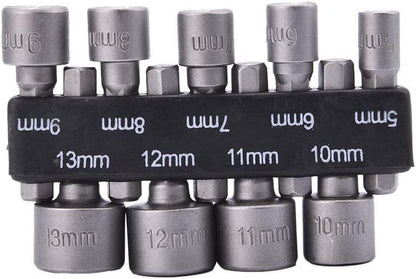 9PCS NUT HEX SOCKET DRIVER SET, 5mm - 13mm / DRILL / SCREWDRIVER