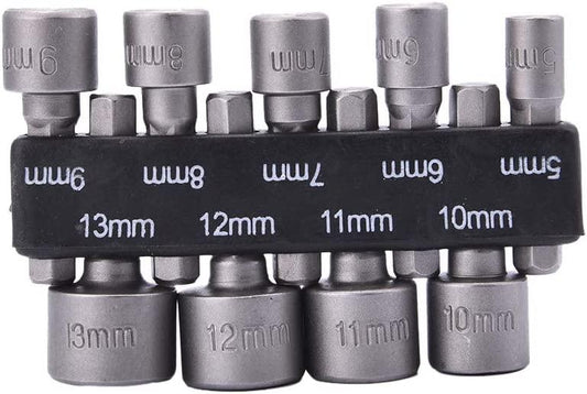 9PCS NUT HEX SOCKET DRIVER SET, 5mm - 13mm / DRILL / SCREWDRIVER