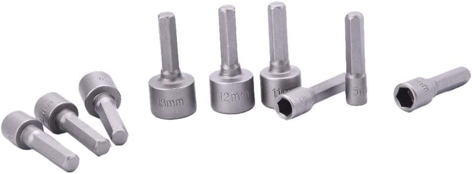 9PCS NUT HEX SOCKET DRIVER SET, 5mm - 13mm / DRILL / SCREWDRIVER