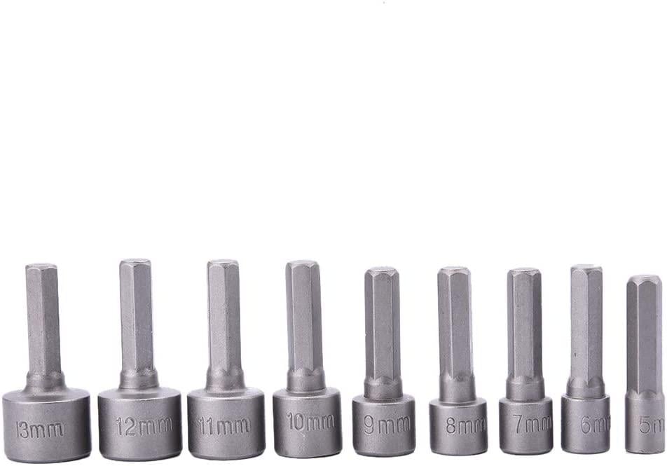 9PCS NUT HEX SOCKET DRIVER SET, 5mm - 13mm / DRILL / SCREWDRIVER