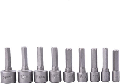 9PCS NUT HEX SOCKET DRIVER SET, 5mm - 13mm / DRILL / SCREWDRIVER