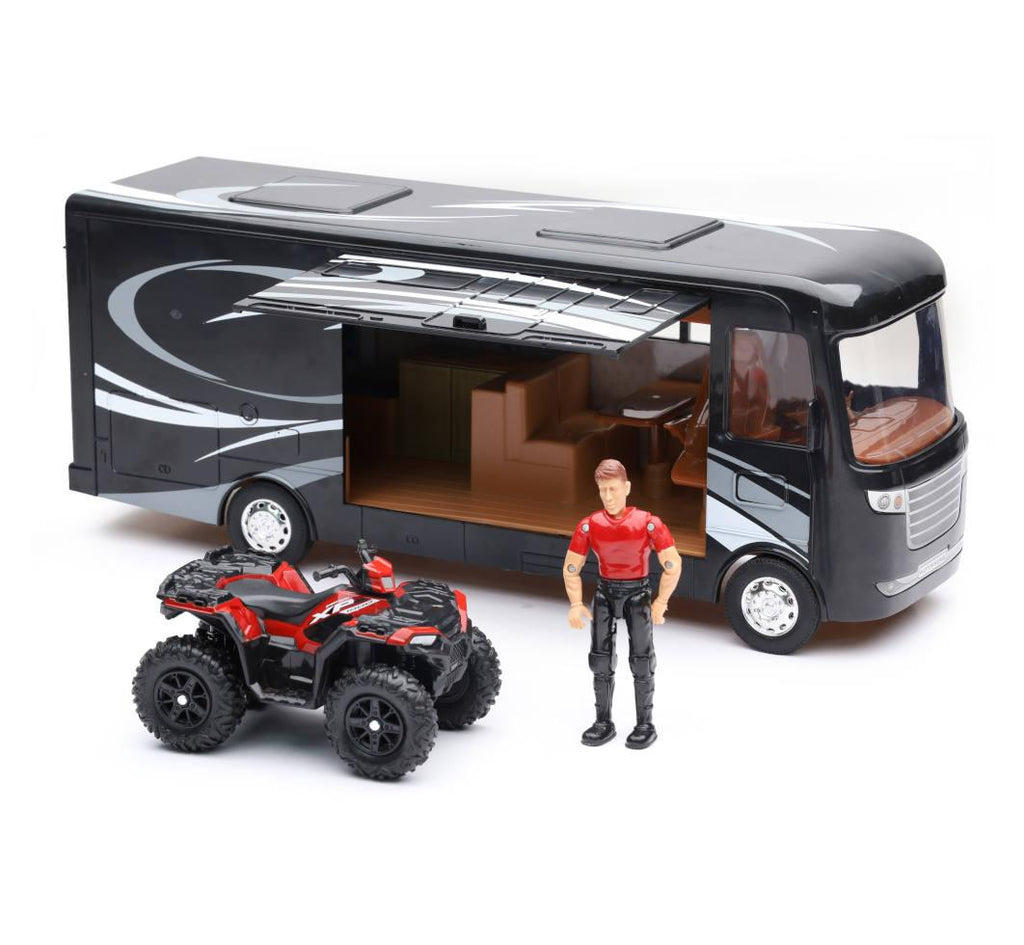 MODEL DIE CAST POLARIS SPORTSMAN, & RV CARAVAN SET, SCALE 1:32, NEWRAY SS-37356