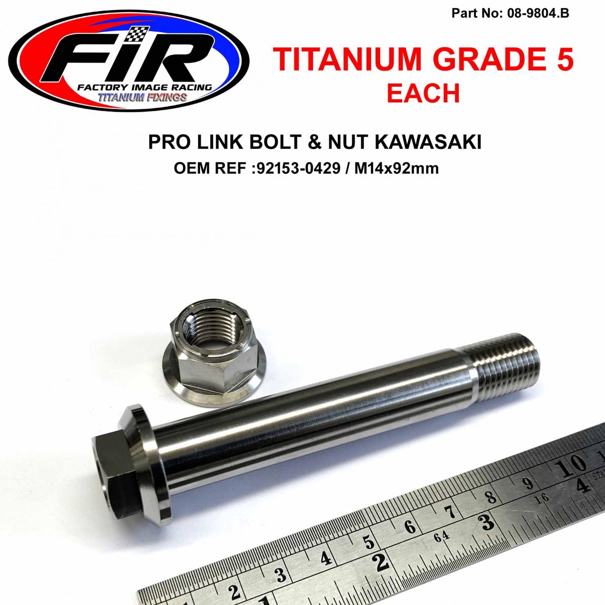 GR5 BOLT M14x92mm KAWASAKI, 92153-0429 & 92015-1401 EACH, TITANIUM FACTROY IMAGE RACING