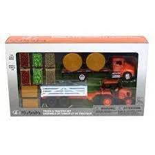 MODEL DIE CAST KUBOTA M5-111 FARM, & TRACTOR SET, ORANGE, SCALE 1:32, NEWRAY SS-15815A