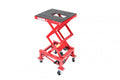 WHEEL ABOUT LIFT HDY 135KGS, RED HYDRAULIC SCISSOR STAND, MAX LIFT WEIGHT 135 KGS