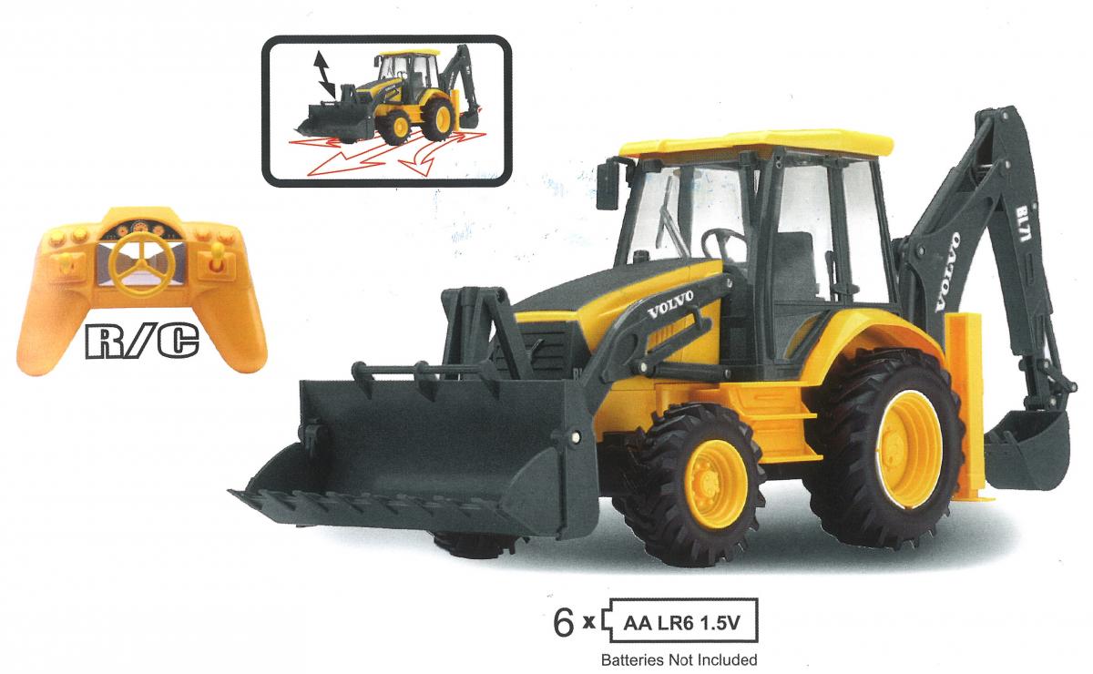 MODEL VOLVO BACKHOE LOADER YELLOW & BLACK BL71 R/C SCALE 1:18 NEWRAY 87913A