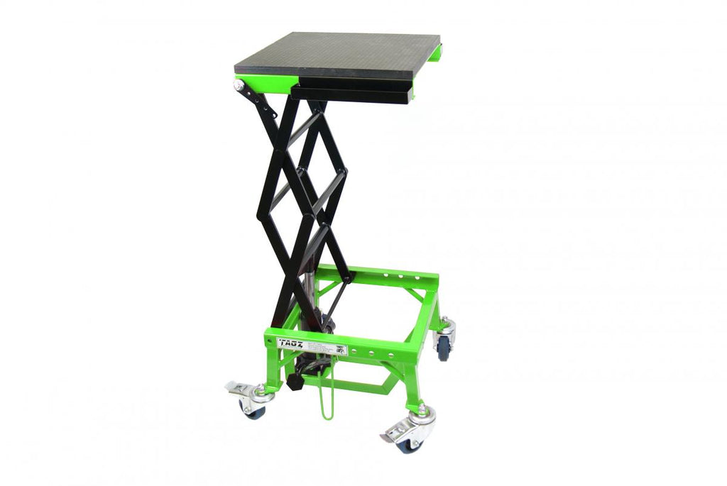 TAGZ WHEEL ABOUT LIFT 150KG FREIGHT GREEN/BLACK HYDRAULIC SCISSOR STAND MAX LIFT WEIGHT 150KG