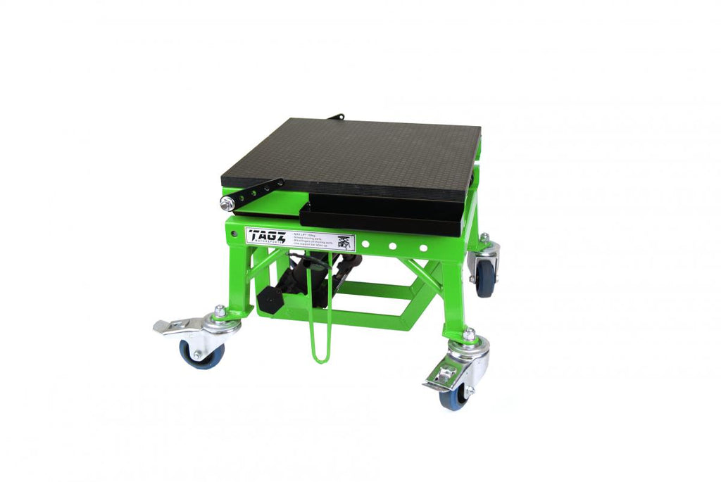 TAGZ WHEEL ABOUT LIFT 150KG FREIGHT GREEN/BLACK HYDRAULIC SCISSOR STAND MAX LIFT WEIGHT 150KG