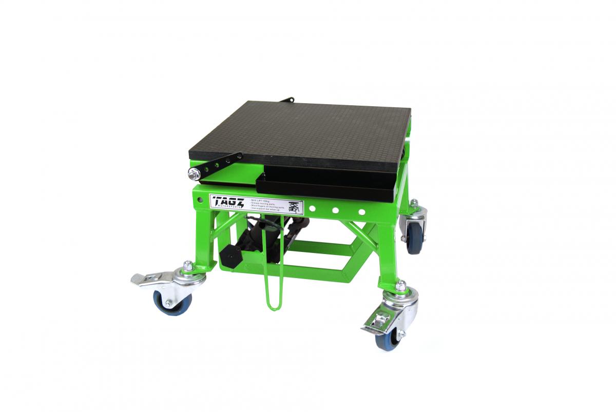 TAGZ WHEEL ABOUT LIFT 150KG FREIGHT GREEN/BLACK HYDRAULIC SCISSOR STAND MAX LIFT WEIGHT 150KG