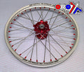 19x1.85 WHEEL HON GLOSS SILVER/GLOSS RED, GLOSS SILVER RIM, GLOSS RED HUB, SP012.03.82.00.03 MX-9011