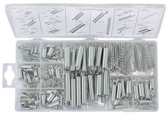 SPRING ASSORTMENT KIT 200PC ZINC PLATED STEEL EXTENSION COMPRESSION 20 SIZES