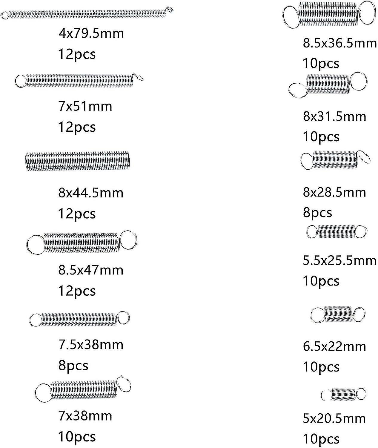 SPRING ASSORTMENT KIT 200PC ZINC PLATED STEEL EXTENSION COMPRESSION 20 SIZES