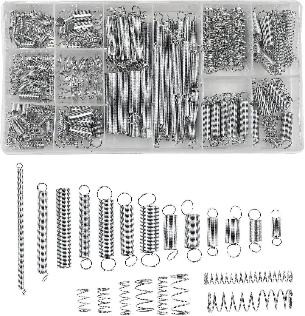 SPRING ASSORTMENT KIT 200PC ZINC PLATED STEEL EXTENSION COMPRESSION 20 SIZES