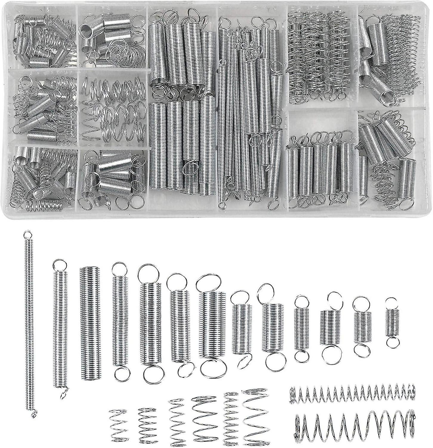 SPRING ASSORTMENT KIT 200PC ZINC PLATED STEEL EXTENSION COMPRESSION 20 SIZES