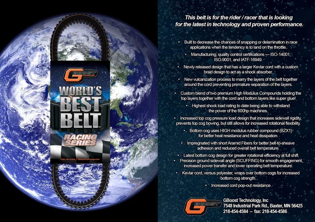 DRIVE BELT GBOOST CAN-AM 800 1000, RACE SERIES WBB652RS, XTX2287, COMMANDER, DEFENDER, MAVERICK