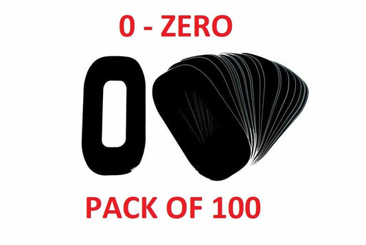 RACE NUMBERS - 0 ZERO - BLACK, PACK OF 100 / 15cm 6 / VINYL STICKER