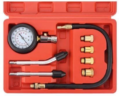 PETROL ENGINE COMPRESSION TEST TOOL KIT, 10 12 14 & 18mm PLUGS / 0-300psi 0-20bar