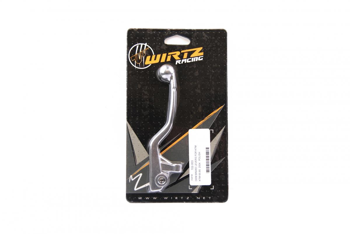 LEVER BLADE BRAKE KTM 65/85, WIRTZ 102-003 FORGED SILVER, Without Adjusting bolt