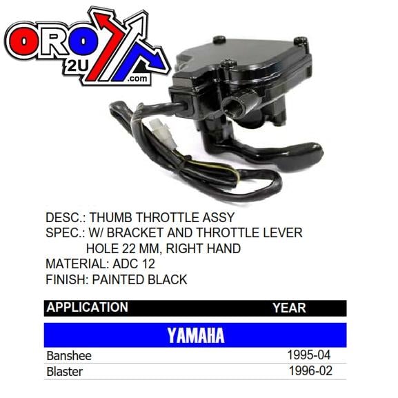 THUMB THROTTLE ASSEMBLY YAMAHA BLASTER YFS 200 BANSHEE YZF 350 ATV 3GG-26250-00-00 3GG-26250-00