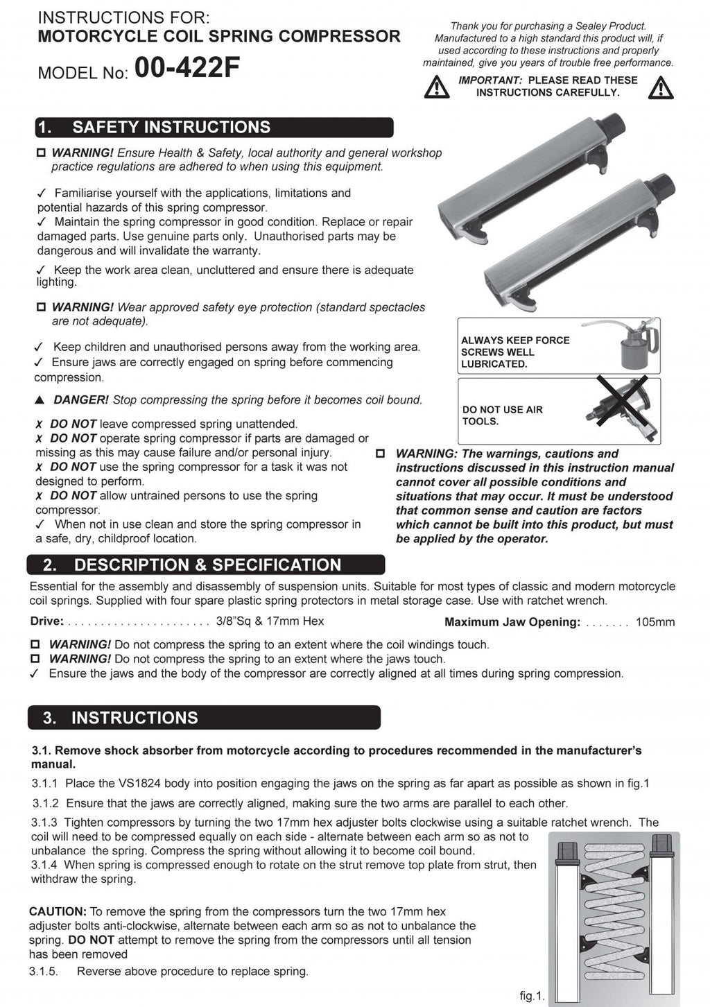 HD COIL SHOCK SPRING COMPRESSOR 20mm - 100mm