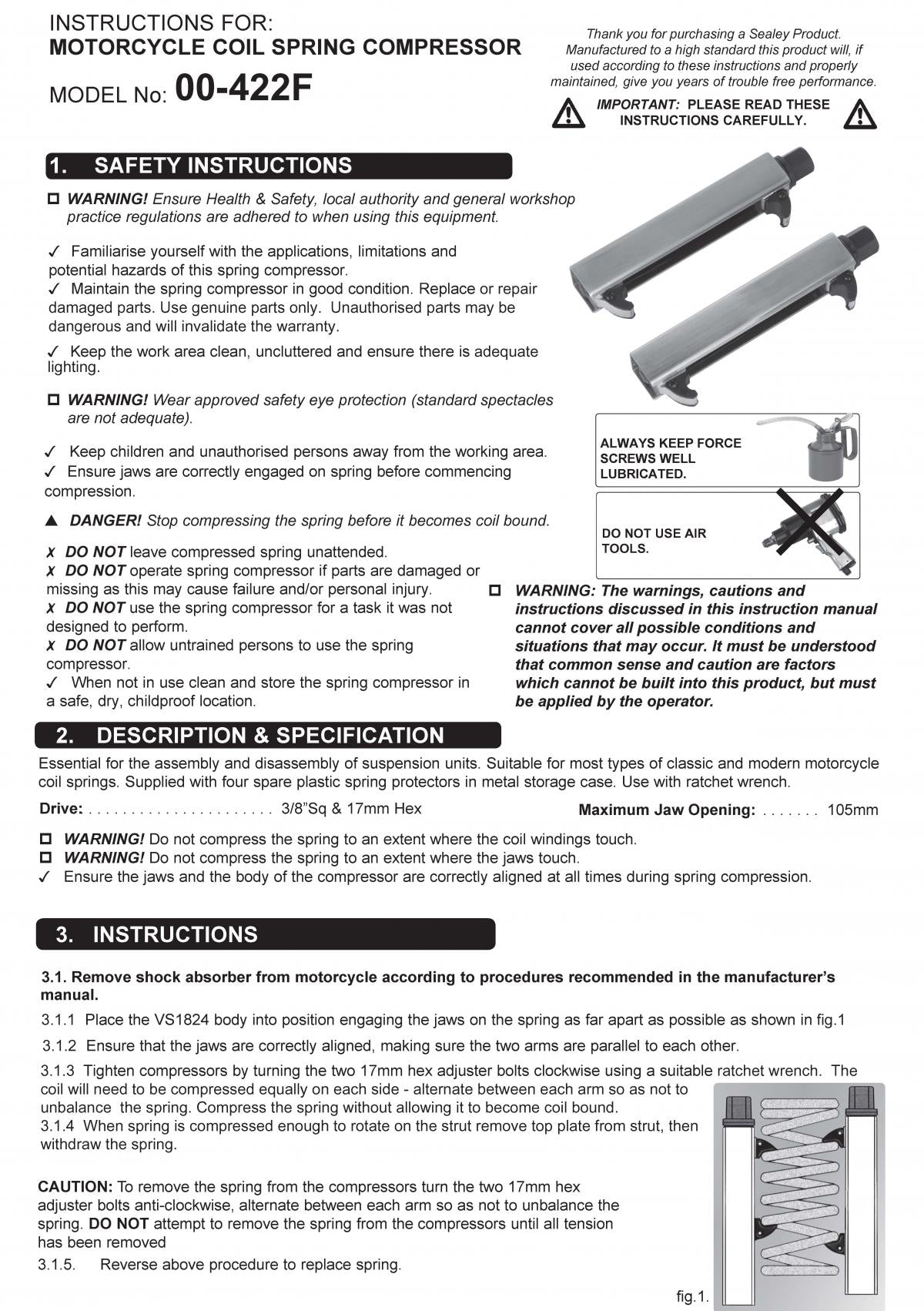 HD COIL SHOCK SPRING COMPRESSOR 20mm - 100mm