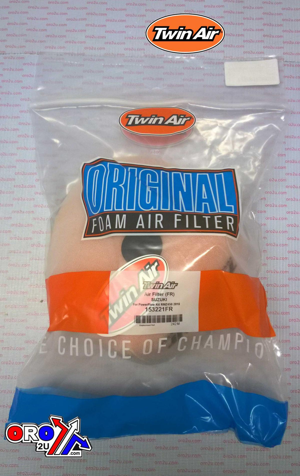 AIR FILTER FOR P/FLOW KIT SUZUKI RMZ 250/450 18-24, TWINAIR 153221FR