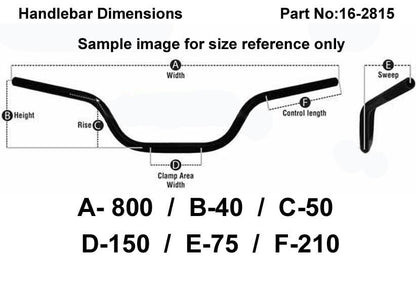 ROAD WIDE LOW HANDLEBAR 7/8'', STREET SPORTS UNIVERSAL MAT BK, / REN REF : 749-02