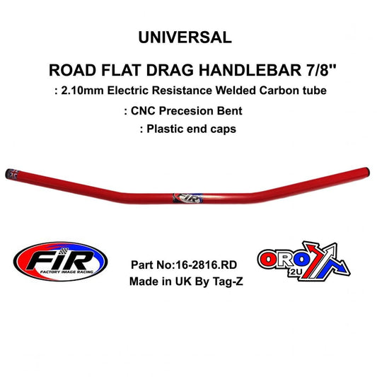 ROAD FLAT DRAG HANDLEBAR 7/8'', STREET SPORTS UNIVERSAL RED, / REN REF : 658-02