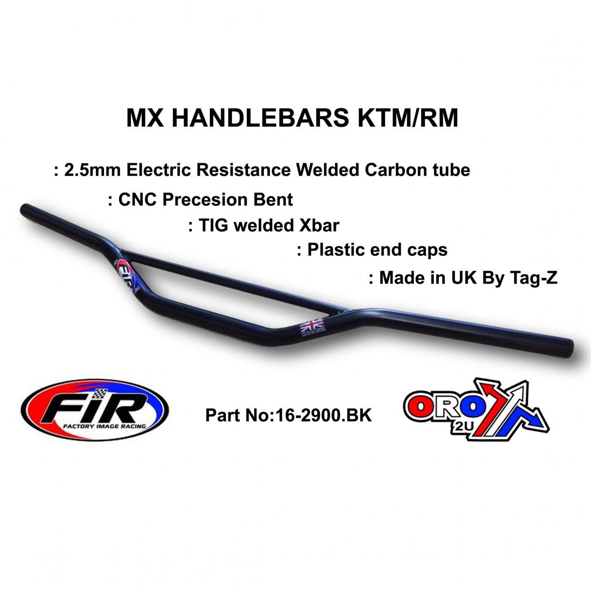 MX STEEL HANDLEBARS KTM/RM/CR, / MAT BLK 22mm / 7/8, REF 48-216 672 & 48-722 722-01