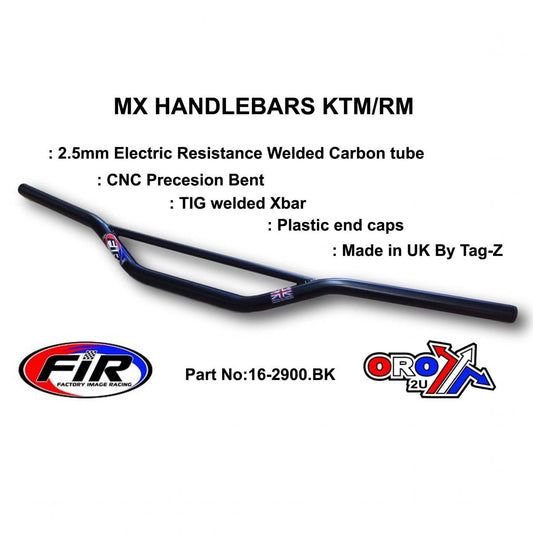 MX STEEL HANDLEBARS KTM/RM/CR, / MAT BLK 22mm / 7/8, REF 48-216 672 & 48-722 722-01