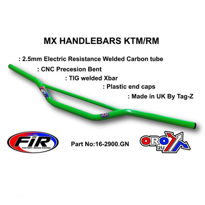 MX STEEL HANDLEBARS KTM/RM/CR, / GREEN 22mm / 7/8', REF 48-216 672 & 48-722 722-01