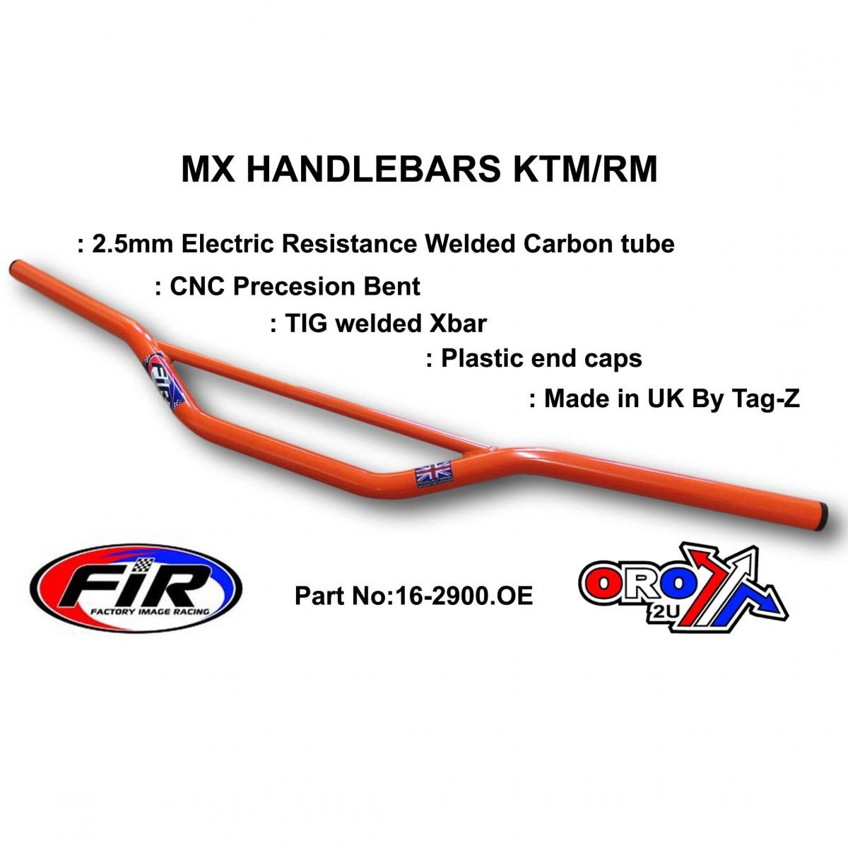 MX STEEL HANDLEBARS KTM/RM/CR, / ORANGE 22mm / 7/8', REF 48-216 672 & 48-722 722-01