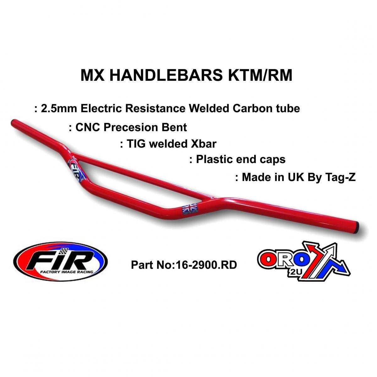 MX STEEL HANDLEBARS KTM/RM/CR, / RED 22mm / 7/8'', REF 48-216 672 & 48-722 722-01