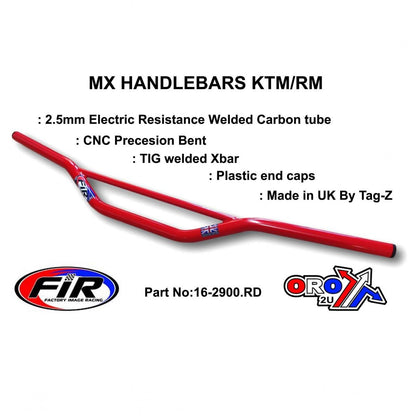 MX STEEL HANDLEBARS KTM/RM/CR, / RED 22mm / 7/8'', REF 48-216 672 & 48-722 722-01