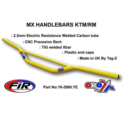 MX STEEL HANDLEBARS KTM/RM/CR, / YELLOW 22mm / 7/8', REF 48-216 672 & 48-722 722-01