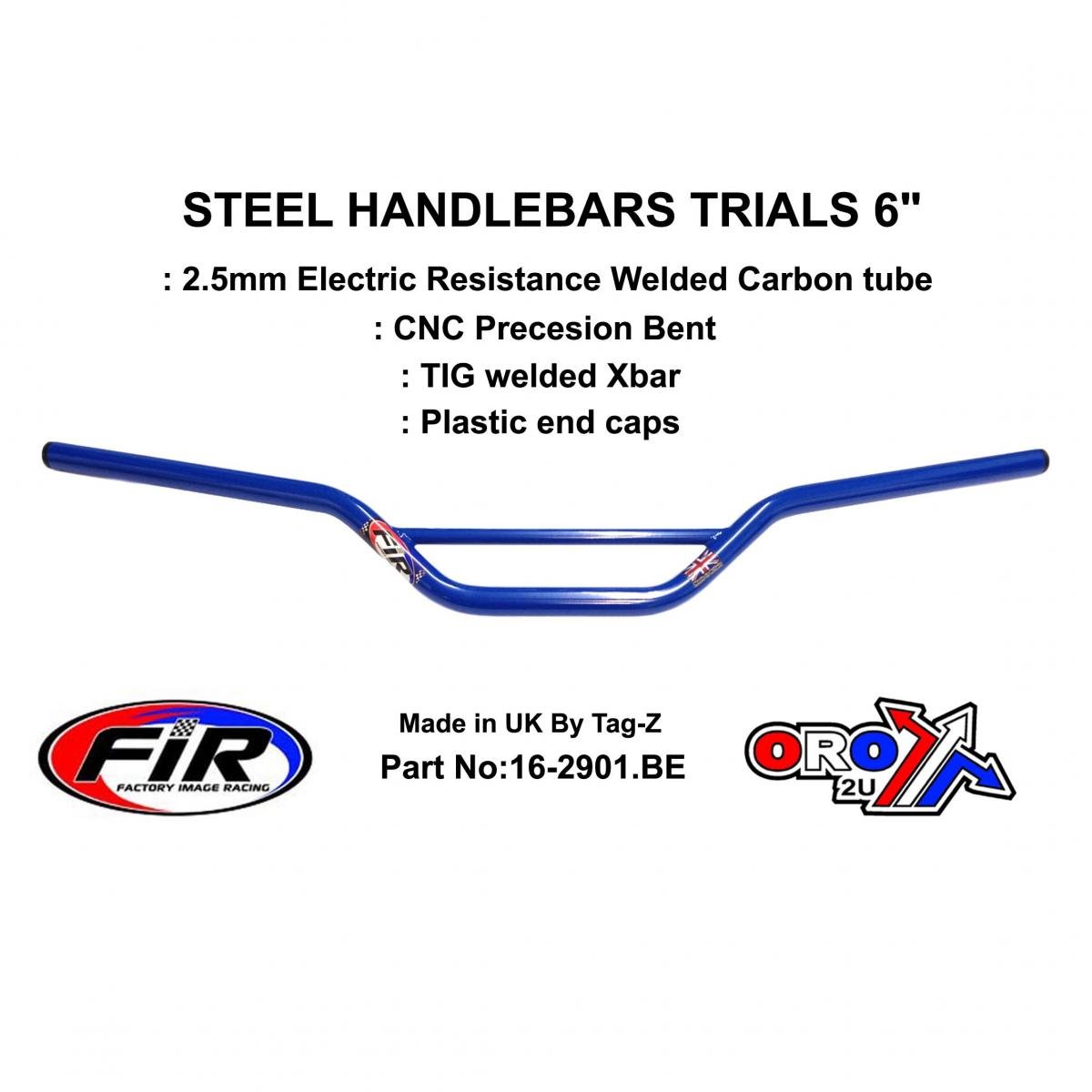STEEL HANDLEBARS TRIALS 6, / G BLUE 22mm 7/8, REF 48-768 / 768-02