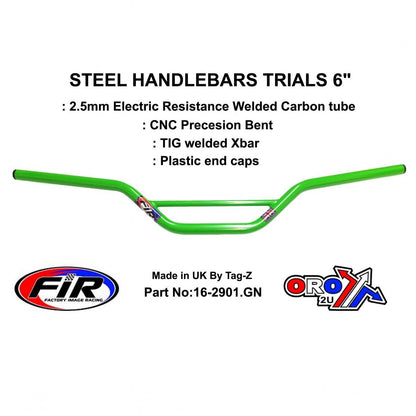 STEEL HANDLEBARS TRIALS 6, / GREEN22mm 7/8, REF 48-768 / 768-02