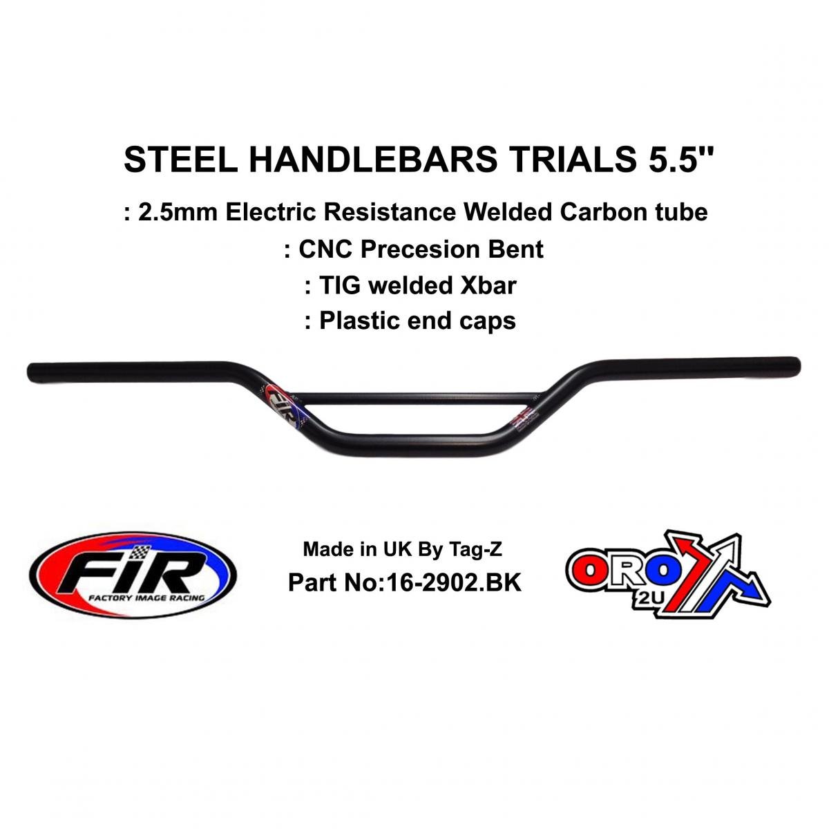 STEEL HANDLEBARS TRIALS 5.5'', / MAT BCK 22mm 7/8, REF 48-735 / 735-01