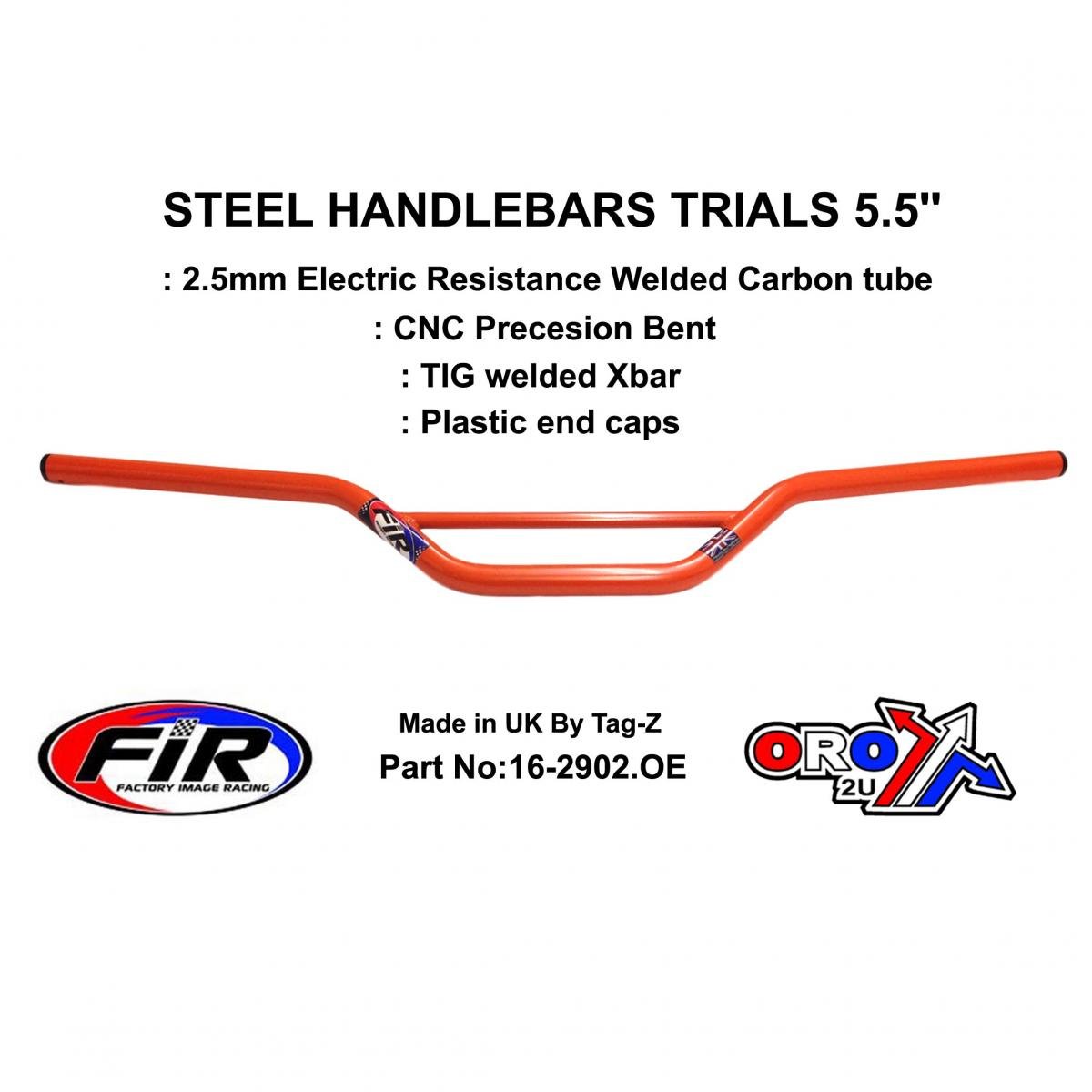 STEEL HANDLEBARS TRIALS 5.5'', / ORANGE 22mm 7/8, REF 48-735 / 735-01