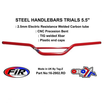 STEEL HANDLEBARS TRIALS 5.5'', / G RED 22mm 7/8, REF 48-735 / 735-01