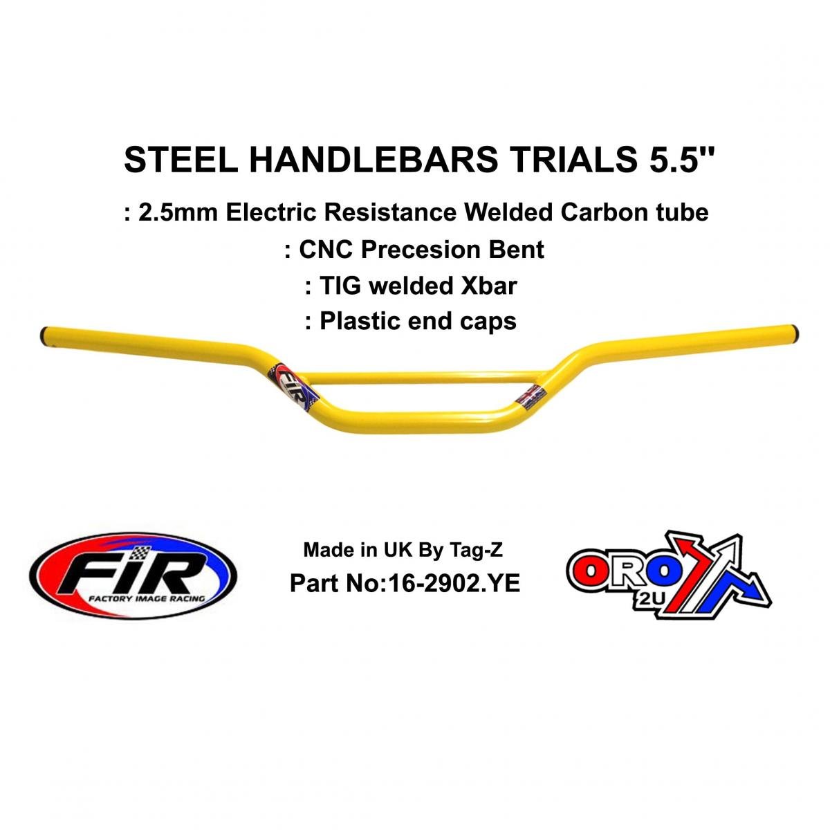 STEEL HANDLEBARS TRIALS 5.5'', / YELLOW 22mm 7/8, REF 48-735 / 735-01